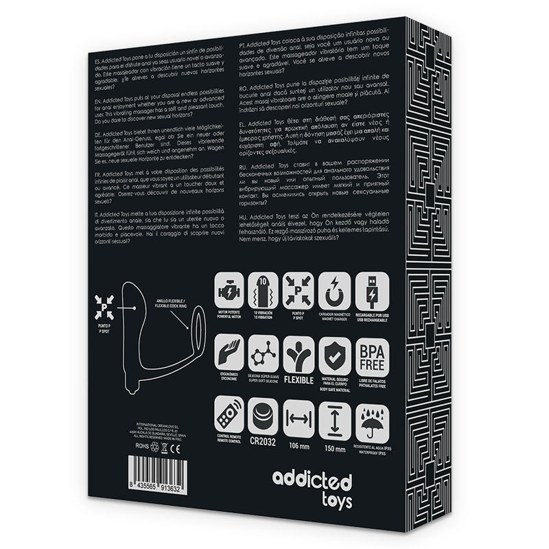 ADDICTED TOYS - PENIS RING WITH REMOTE CONTROL ANAL PLUG BLACK RECHARGEABLE ADDICTED TOYS