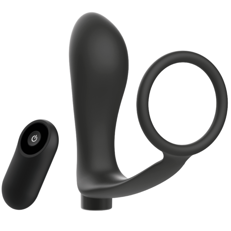 ADDICTED TOYS - PENIS RING WITH REMOTE CONTROL ANAL PLUG BLACK RECHARGEABLE - ToysByMonk